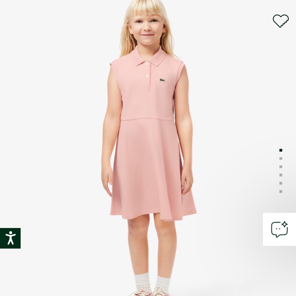 New Lacoste Kids' Sleeveless Stretch Piqué Polo Dress